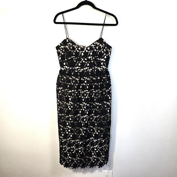 Club Monaco Bolari Lace Dress Women's 8 Black Lace Spaghetti Romantic Feminine - Picture 1 of 12